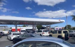 Cars in a queue for petrol at Tasman Fuels in Epsom, Sunday 8 March 2026.