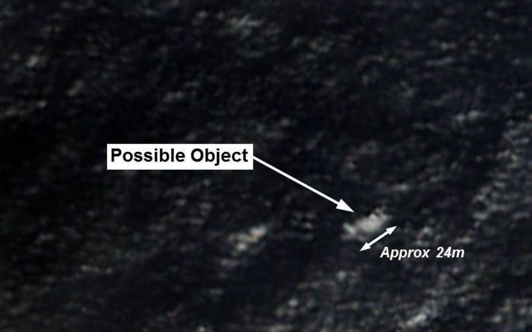 A satellite image of the larger object in the southern Indian Ocean.