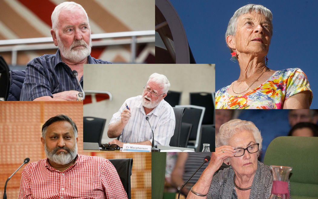 Clockwise from top left: Rotorua district councillor Peter Bentley, Paddi Hodgkiss, Glenys Searancke and Rotorua district councillor Raj Kumar. Centre: Rotorua district councillor Reynold Macpherson. SINGLE USE ONLY