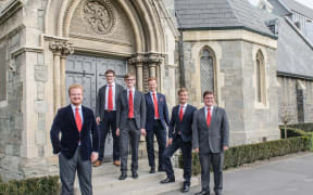 The Oxfords (from left): Henry Kimber, Michael Ash, Anthony Chater, Edward Woodhouse, Alexander Dance, Edmund Bridges