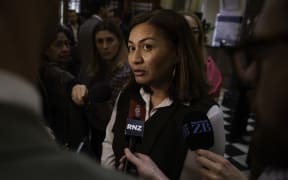 Green Party co-leader Marama Davidson speaks to media at parliament