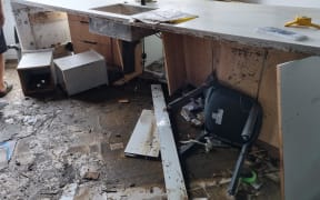 Flood damage at Royale Kitchens in Browns Bay on Auckland's North Shore.