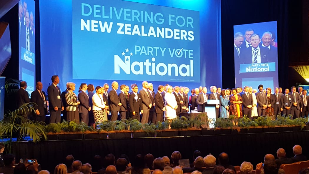 National Party candidates on stage marking the start of the party's  annual conference in Wellington.