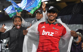 Blues and Crusaders fans at Eden Park in 2018.
