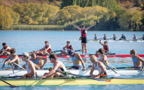 Hamilton Boys BU18 8+ Maadi Cup Winners. Aon Maadi Regatta, National Championships for New Zealand Schools Rowing at Lake Ruataniwha, Twizel, New Zealand. Photo credit  Picture Show Ltd