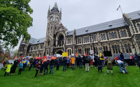 Hundreds members rallied for better pay and working conditions at the University of Otago on 11 October, 2022.