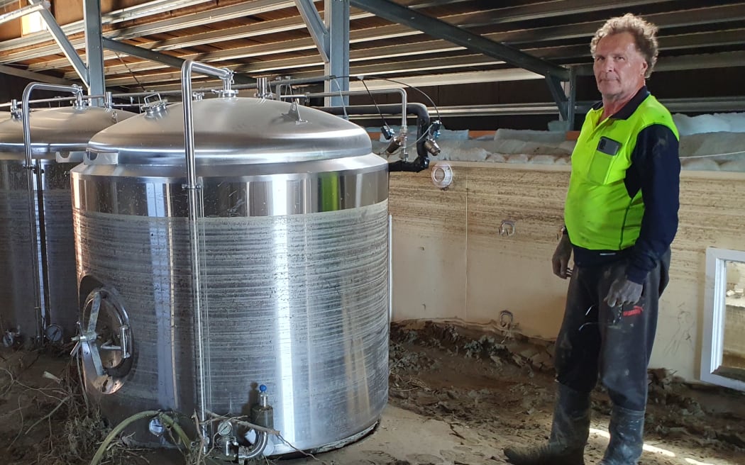 Dave McLean and the beer vats.