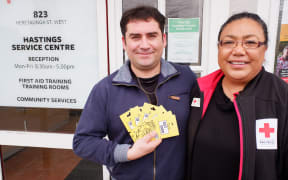 Gonzálo Javier Hernández who received support through Visitor Care Manaaki Manhuhiri, with Audrey Tolua our Humanitarian Development Engagement Manager in Hawke’s Bay
