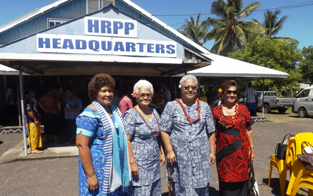 Four women MPs for the ruling HRPP party, from left Aliimalemanu Alofa Tu'uau, Gatoloaifa'ana Amataga Alesana Gidlow, Fiame Naomi and Faimalotoa Kika Stowers.