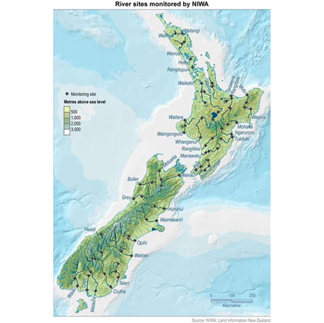 Map of monitored rivers