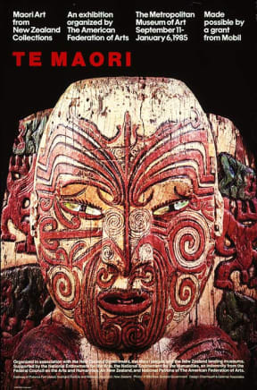 An original poster from Te Maori exhibition which opened at New York's Metropolitan Museum on 10 September 1984.