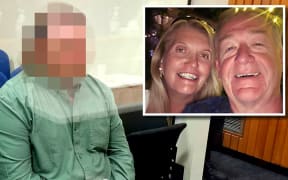 Geoffrey and Karen Boucher were crossing State Highway 2 in July 2022 when they were struck and killed by a motorcyclist. A man has been charged with manslaughter and is on trial in the High Court at Rotorua. Composite photo / NZME