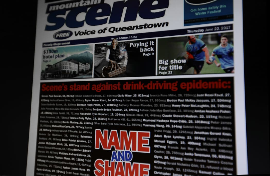 Front page of Queenstown Moutain Scene with Name and Shame campaign.