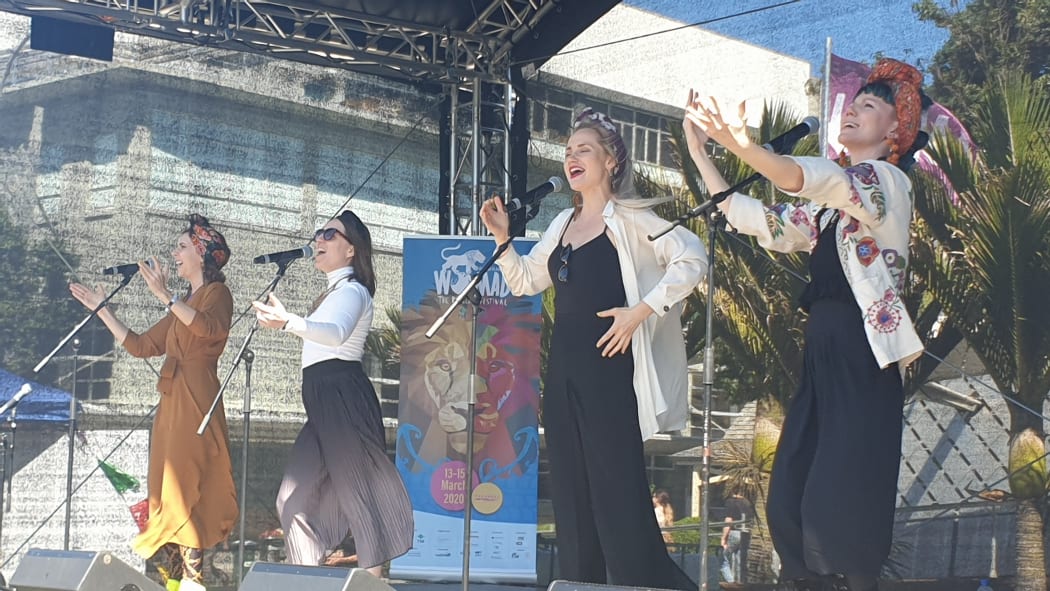 Tuuletar performing at a Womad pop-up show at Puke Ariki in New Plymouth on Thursday.