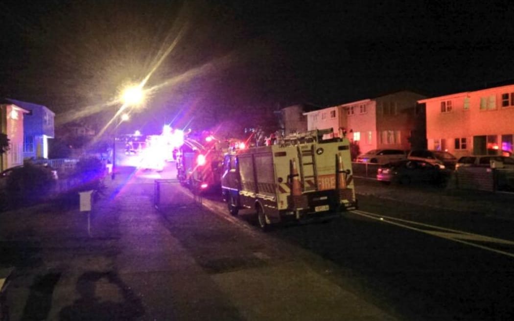 Fire crews at the scene of last night's blaze.