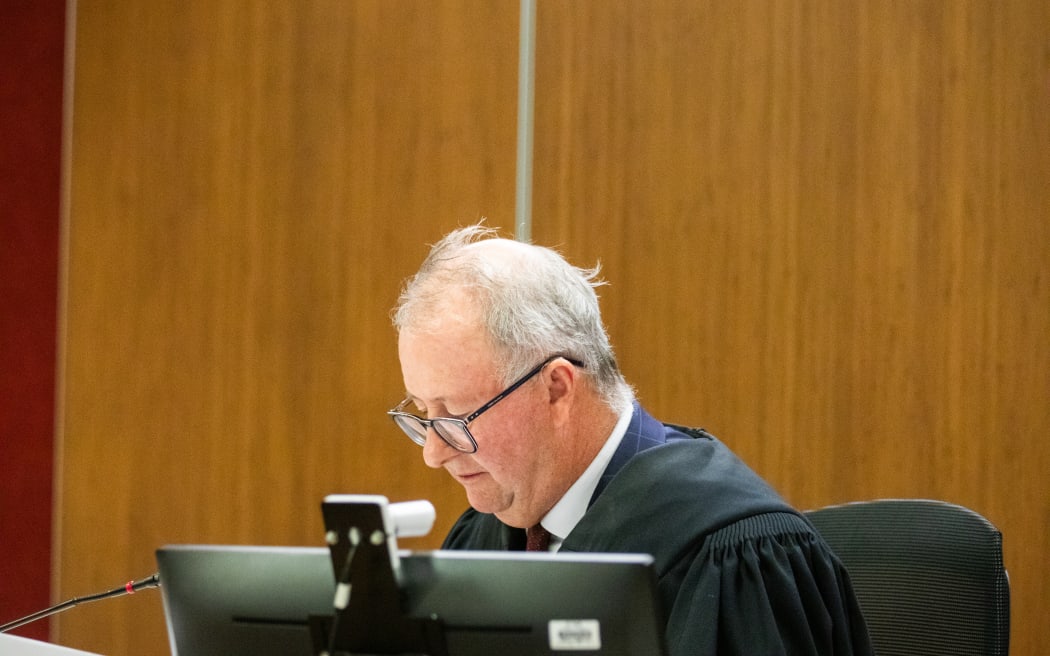 Judge David Sharp in Auckland District Court on 22 November 2024 during the sentencing of a former political figure for sexually abusing two teenage boys nearly 30 years ago.