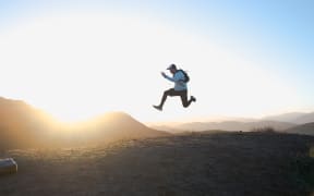 man jumping in the air