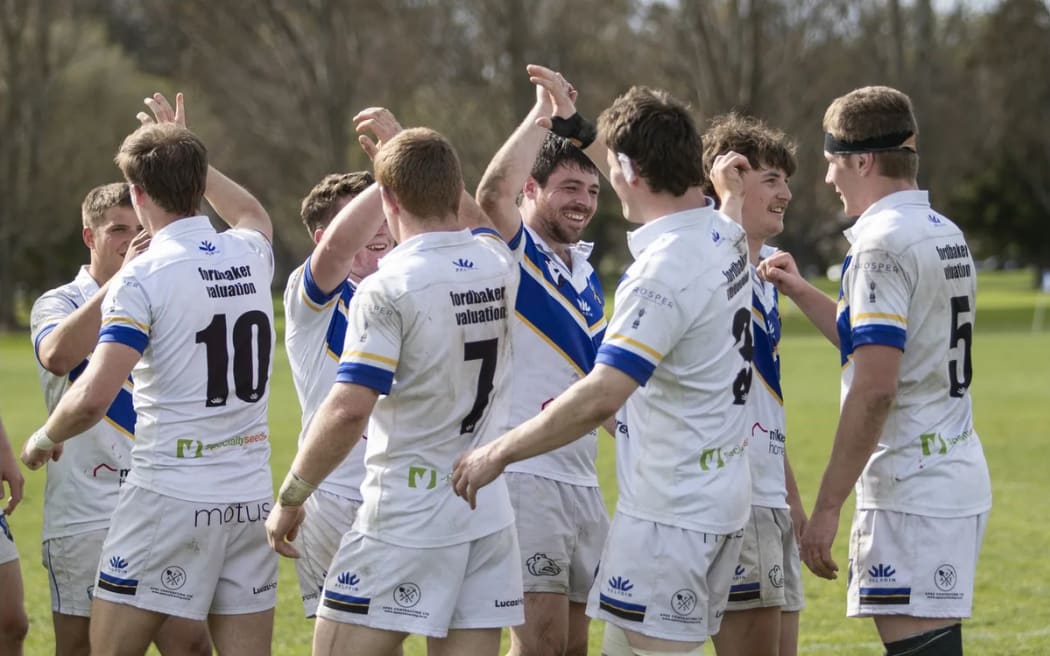 HSOB Light Bears celebrate their semifinal victory over Pakuranga.