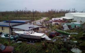 Initial damage from Typhoon Soudelor in Saipan