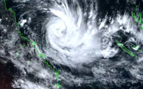 A satellite image of Cyclone Gabrielle on Thursday when it was 2500km from the top of the North Island.