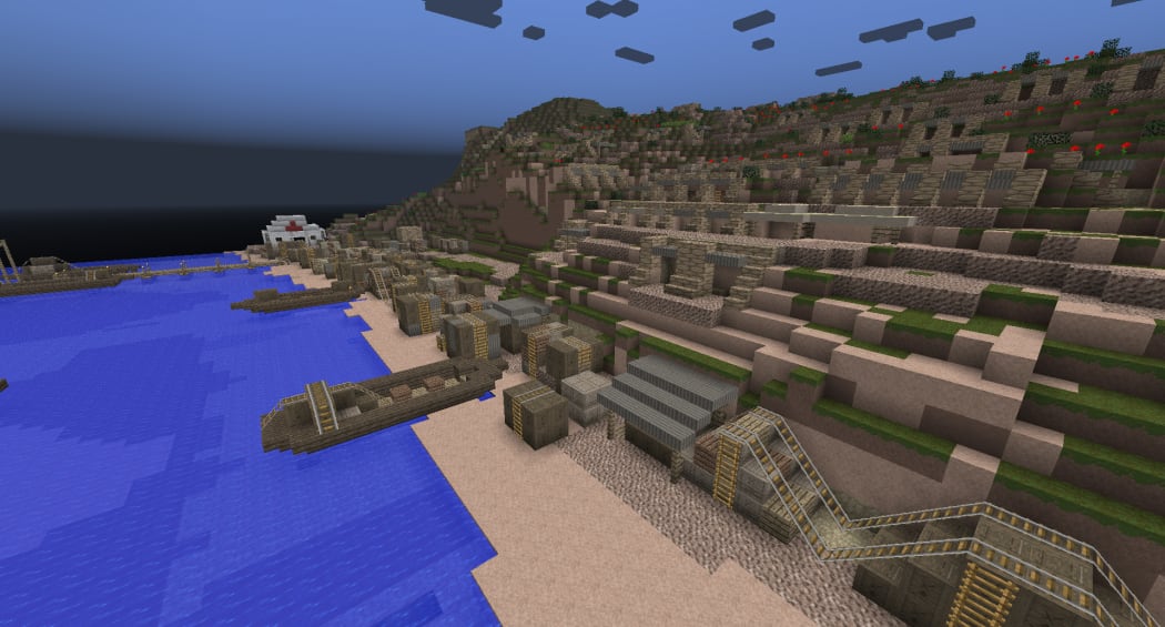 Screenshot of Gallipoli in Minecraft world created by Alfriston College students