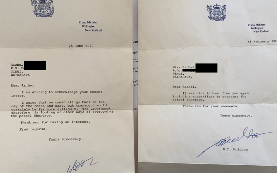 Letters to a nine-year-old Rachel from then-Prime Minister Robert Muldoon.