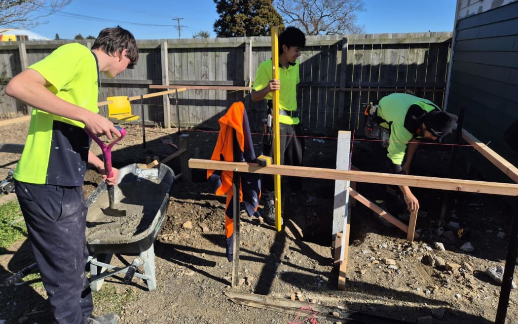 About 60 percent of the students go on to professional trade apprenticeships, and the building programme hires two students from each year as apprentices to help them out.