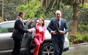 National Party leader Christopher Luxon and deputy leader Nicola Willis arriving at the Cordis on Monday 20 November 2023.