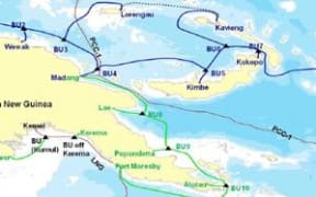 The submarine cable network will provide domestic connectivity across 14 main population center’s cities and international connectivity by a link to Jayapura in Indonesia.