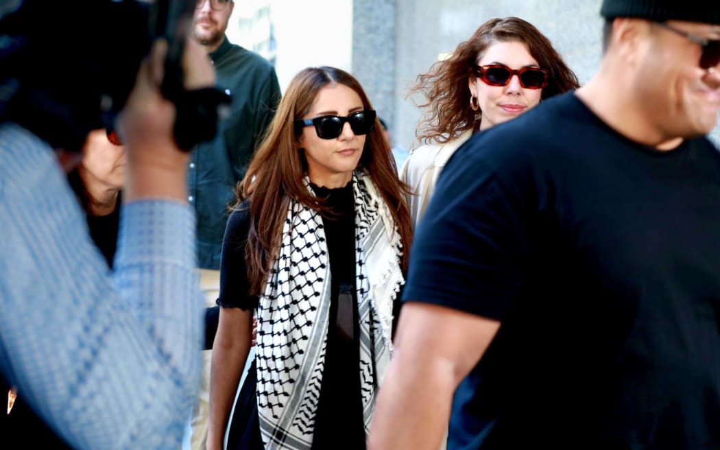 Former Green Party MP Golriz Ghahraman arrives at Auckland District Court to find out her fate after pleading guilty to shoplifting.