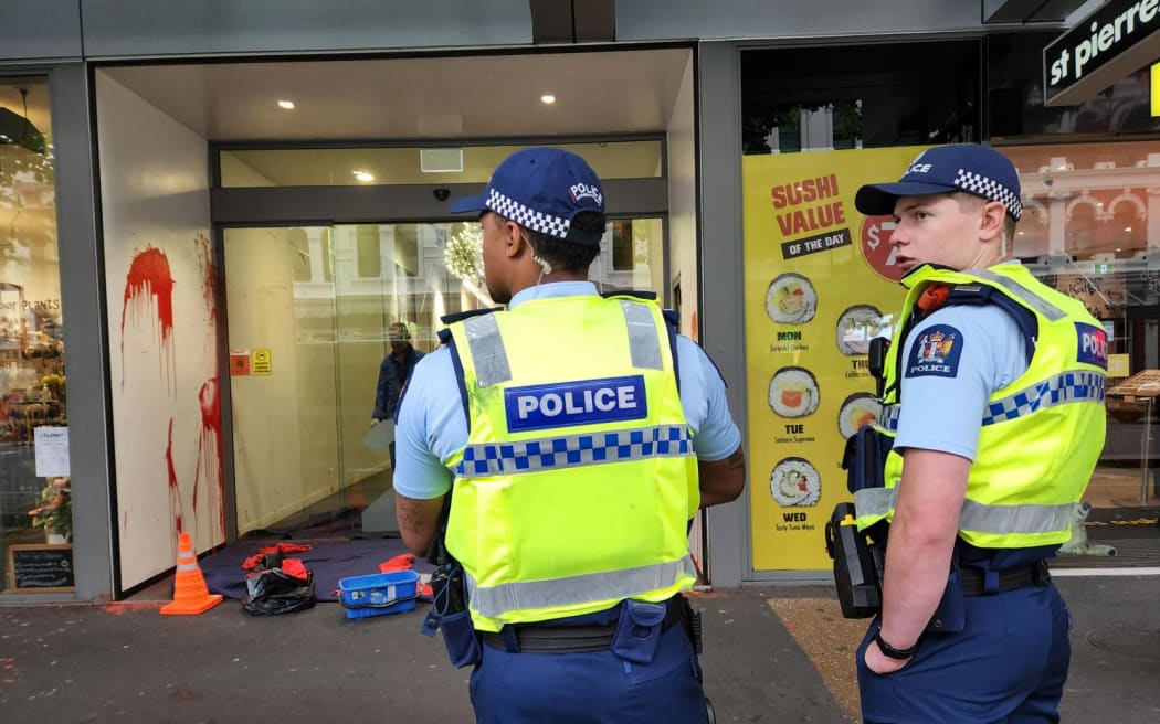 Tamaki for Palestine has claimed responsibility for putting paint at the entrance of the US Consulate saying it represented the blood that Israel had spilled.