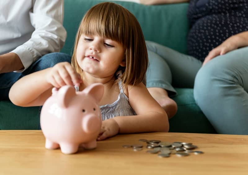 Young children understand money better when they can see it and touch it.