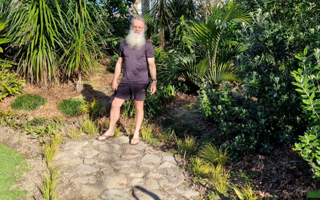 Mark Van Kaathoven, pictured with the original pavers from the Bluestone Road