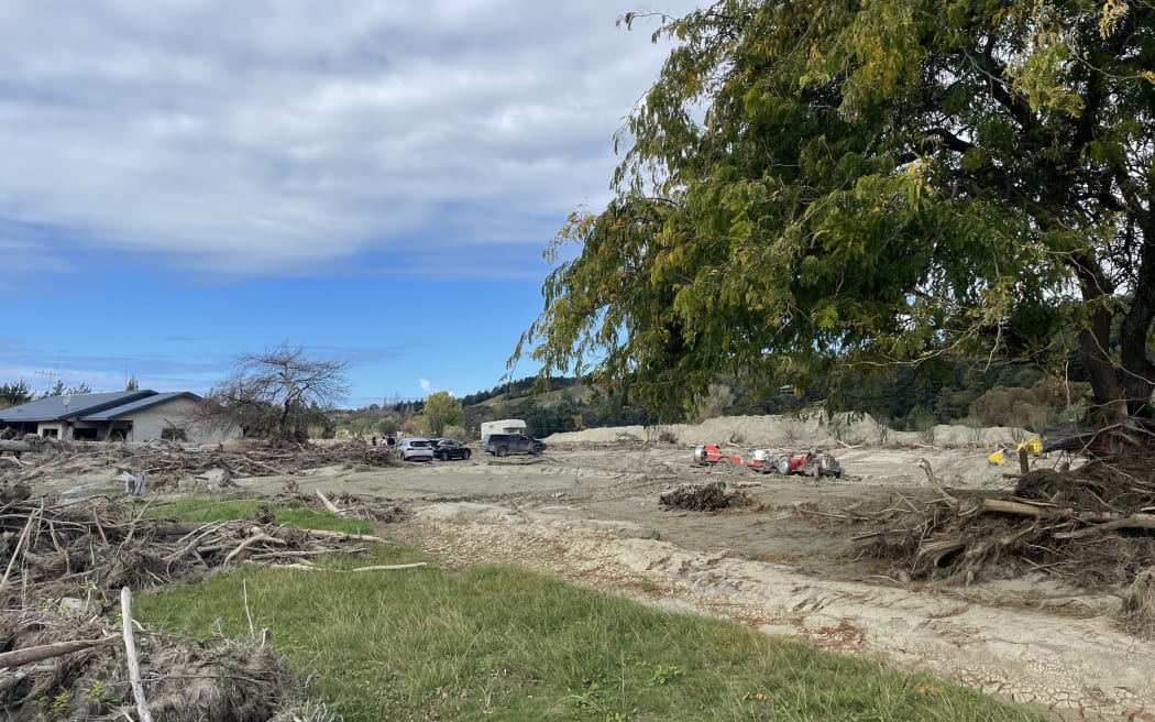 The Esk River cut a massive swathe through the whole valley when it burst its stop banks during Cyclone Gabrielle, sending a wave of sludgy water metres high over surrounding properties.