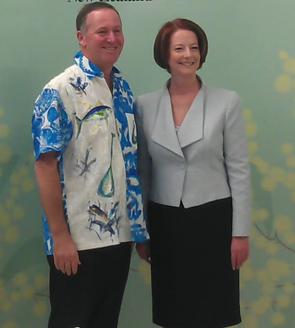 John Key and Australian Prime Minister Julia Gillard.