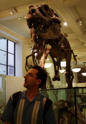 Philip Armstrong (and T Rex) at the American Museum of Natural History.