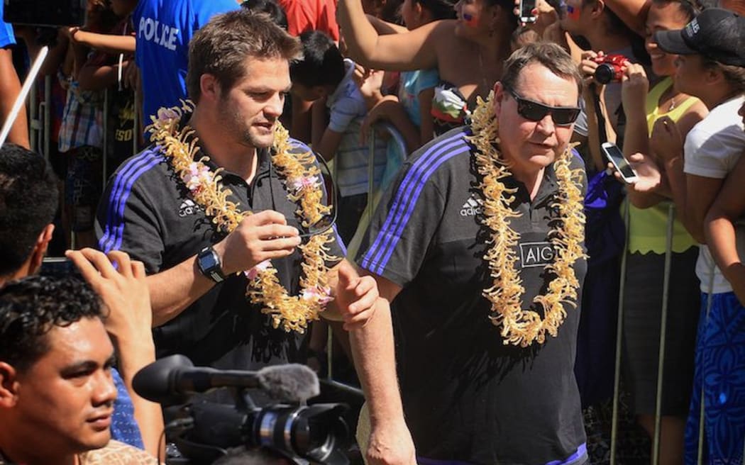 All Blacks captain Richie McCaw (left) and coach Steve Hansen are comfortable in the Apia heat.