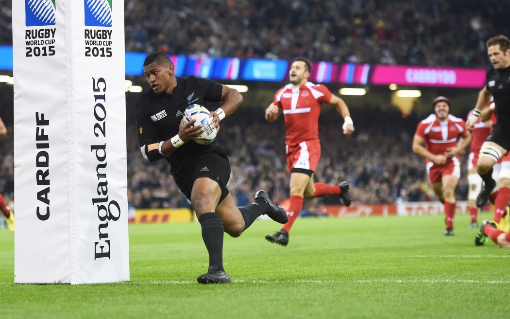 All Blacks wing Waisake Naholo scores against Georgia RWC2015