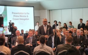 Peeni Henare at national Iwi Chair Forum in Waitangi