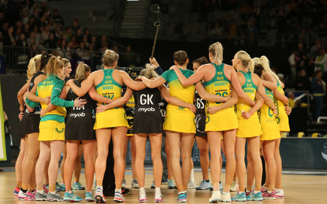 New Zealand Silver Ferns and Australia at Hisense Arena Melbourne Australia.  Copyright Photo. Brendon Ratnayake / www.photosport.nz