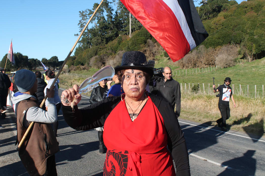 Hundreds of people turned out to protest the signing of a treaty settlement between the government and a collective of Hauraki iwi.