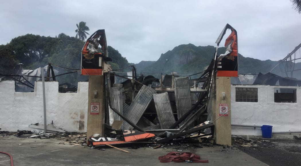 The aftermath of the Raro Mart fire in Rarotonga, Cook Islands
