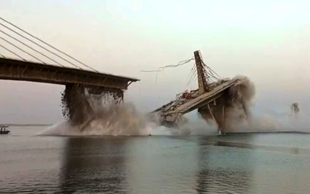 A bridge over the Ganges in the Bhagalpur district in India's eastern state of Bihar collapsed while under construction on 4 June 2023. in This photo taken on June 4, 2023.
