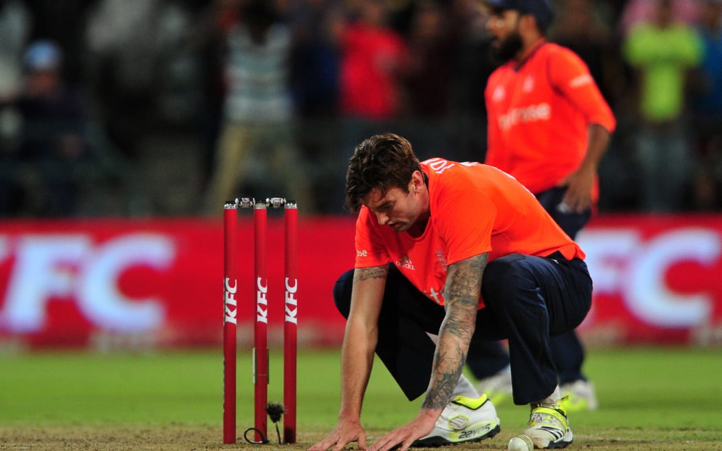 Reece Topley of England.