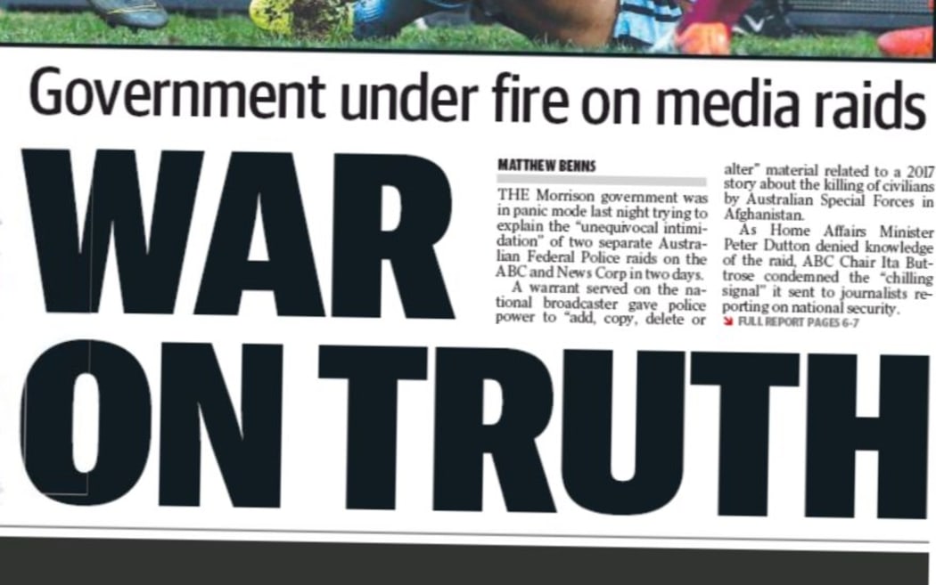Sydney's Daily Telegraph reacts to the raids..