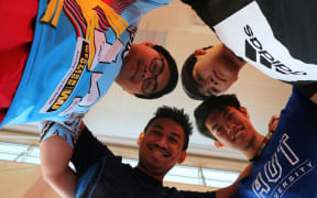 From back left going clock-wise James Villanueva, Kyle Gervantes, Richard Aquino, Joezel Pesigan. Attending the ActivAsian session at Birkenhead College.