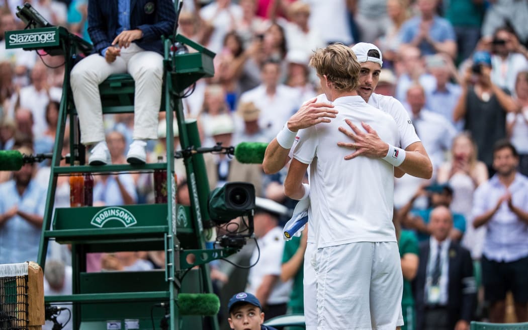 Kevin Anderson and John Isner after longest match at Wimbledon.