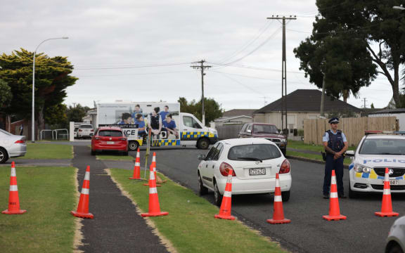 A cordon in Papatoetoe after a man was shot by police.