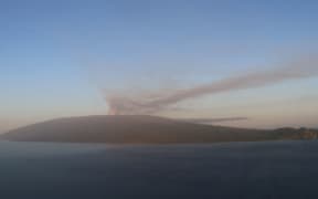 The volcano on Ambae is belching a plume of smoke and ash.