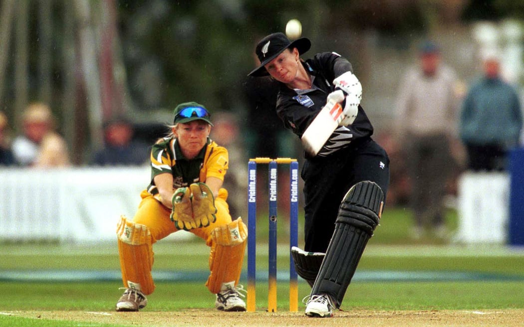 Emily Drumm playing against Australia at the World Cup in 2000.